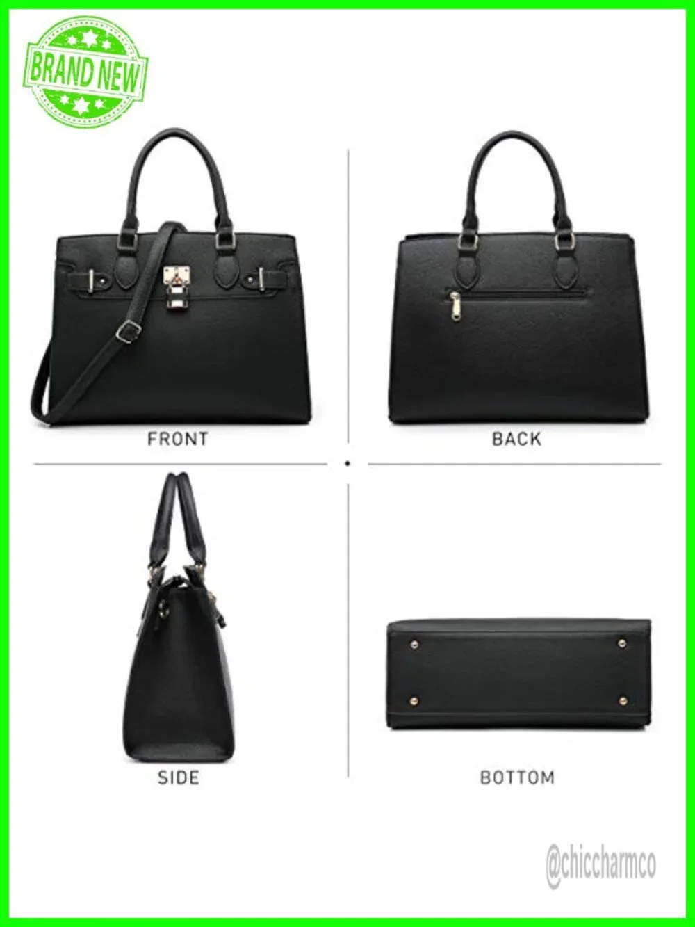 Vegan Leather Satchel Handbag with Matching Clutch Wallet Set